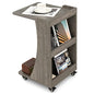 Tangkula C-Shaped End Table, Small Sofa/Couch Side Table Snack Table with 3-Tier Back Compartment, Wheels with Brakes, Modern Rolling Nightstand for Living Room, Bedroom, Small Space (1, Grey)
