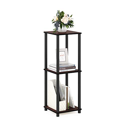 Furinno TURN-N-TUBE Side Table Set of 2, 2-Tier Modern Square End Table with Open Shelf, Toolless Stackable Night Stand, Bedside Table, for Living Room, Bedroom, Dark Cherry - color: Dark Cherry, size: 2-Pack, 2-Tier, style: 2-Pack