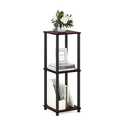 Furinno TURN-N-TUBE Side Table Set of 2, 2-Tier Modern Square End Table with Open Shelf, Toolless Stackable Night Stand, Bedside Table, for Living Room, Bedroom, Dark Cherry - color: Dark Cherry, size: 2-Pack, 2-Tier, style: 2-Pack
