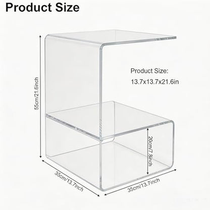 Acrylic End Table, 21.6" H C-Shaped End Table, Side Table for Living Room, Bedside Table for Bedroom, Acrylic Clear C Side Table (Clear) - color: Clear