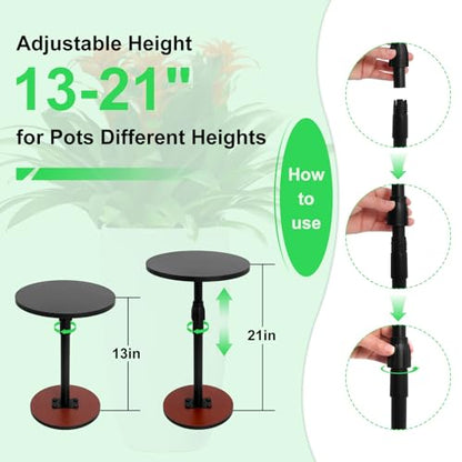 2 Set Adjustable Plant Risers for Inside Pots, 13-21” Telescopic Tapered Flower Pot Stand, Fits 6/8/10 Inch Base for Large Indoor & Outdoor Planters of All Shapes