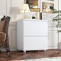 Modern Nightstand with 2 Drawers, Modern Handleless Bedside Table for Small Spaces, Compact Wood End Table for Bedroom, White 15.7" W x 11.6" D x 18.9" H