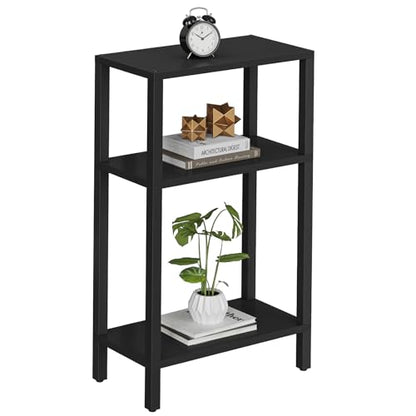 TUTOTAK Small Side Table, Narrow End Table, Skinny Sofa Table, Slim Nightstand, Couch Table, Living Room, Bed Room, Black TB01BK077 - color: Black, size: 3-Tier（7.9"D x 15.8"W x 26"H）