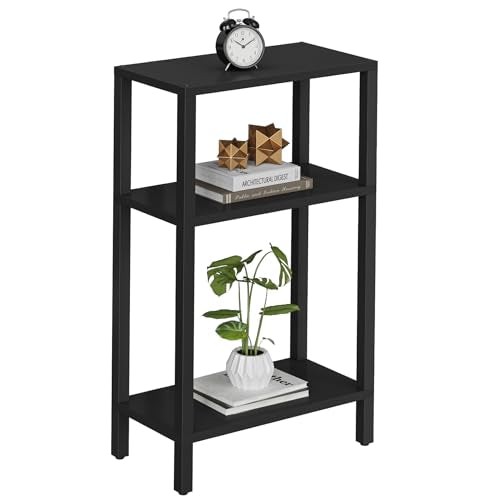 TUTOTAK Small Side Table, Narrow End Table, Skinny Sofa Table, Slim Nightstand, Couch Table, Living Room, Bed Room, Black TB01BK077 - color: Black, size: 3-Tier（7.9"D x 15.8"W x 26"H）