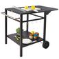 VEVOR Outdoor Grill Dining Cart with Double-Shelf, BBQ Movable Food Prep Table, Multifunctional Foldable Iron Table Top, Portable Modular Carts for Pizza Oven, Worktable with 2 Wheels, Carry Handle - size: 21.65"D x 21.65"W x 29.72"H, style: Iron Table To