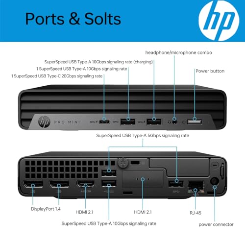 HP Pro 400 G9 Mini PC Desktop Computer, Intel CPU, 16GB DDR5 RAM, 256GB PCIe SSD, Triple 4K Display Support, USB-C, Ultra-Quiet Design, Bluetooth 5.2, WiFi 6, Keyboard and Mouse, Windows 11 Pro - color: Intel Celeron, size: 16GB RAM | 256GB SSD