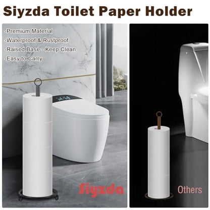 Bath Toilet Paper Holder, Metal Toilet Tissue Roll Organizer Storage, Tissue Paper Holder Stand for Bathroom/Kitchen Countertop, 21" H (Matte Black) - color: Matte Black