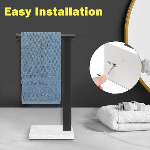 Stainless Steel L-Shaped Hand Towel Holder, SUS304 Bathroom Towel Rack with Thickened Base for Countertop Vanity (Matte Black, Square Base) - color: Matte Black