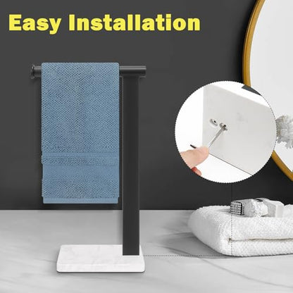 Stainless Steel L-Shaped Hand Towel Holder, SUS304 Bathroom Towel Rack with Thickened Base for Countertop Vanity (Matte Black, Square Base) - color: Matte Black