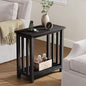 ChooChoo Black End Table for Small Spaces, Narrow Side Table, Night Stand with Storage Shelf for Living Room and Bedroom - color: Black
