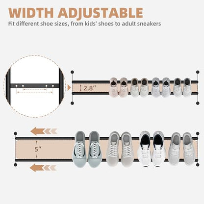 STORAGE MANIAC Long Expandable Shoe Rack, 18 Pairs Metal Wide Stackable Shoe Rack, Adjustable Shoes Shelf, Freestanding Shoes Organizer for Closet, Entryway, Hallway, Garage, Front Door, 3 Tiers - size: 3-tier