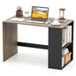 Giantex Small Desk with Bookshelf, 44 Inch Modern Computer Desk for Small Spaces, Laptop PC Desk, Vanity Table for Bedroom, Study Writing Desk for Home Office (Black+Rustic Brown) - color: Black+rustic Brown