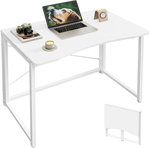Huuger Folding Desk for Small Spaces, 31.5 Inch Foldable Computer Table, Easy Assembly, for Home Office, Study, Bedroom, Dorm, Space Saving, Small Writing Work Office Computer Desk, White - color: White, size: 18.9"D X 31.5"W