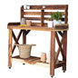 Backyard Discovery 47" Acacia Wood Garden Potting Bench & Serving Bar with Lower Storage Shelf, Leveling Feet, All-Weather Farmhouse Design for Patio, Deck, Porch, Kitchen, Dining Room - style: With Decorative Shelves