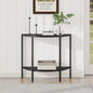 Console Table 2 Tier,Narrow Entryway Table with Storage,Black | Half Moon Sofa Couch Table with Metal Frame,Wooden Accent Side Coffee Table for Living Room/Hallway or Small Spaces - color: Modern Style-black