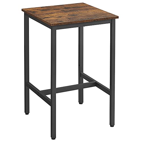 VASAGLE Bar Table, Kitchen Dining, High Top Pub, Bar Height Cocktail for Living Room Party, Sturdy Metal, 23.6 x 23.6 x 36.2 Inches for Narrow Spaces, Rustic Brown and Ink Black - color: Rustic Brown + Ink Black, size: 23.6"D x 23.6"W x 36.2"H