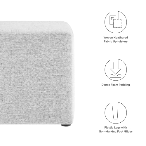 Modway 17" Square Woven Heathered Fabric Upholstered Upholstered Ottoman - color: Heathered Weave Light Gray