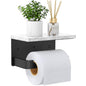 Gypie Toilet Paper Holder with Shelf, Extended Base Wall Mounted, Marble Toilet Roll Holder Black for Bathroom Washroom - color: Black, size: Marble