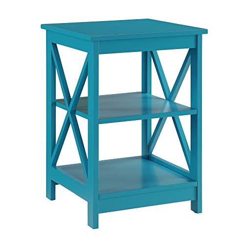 Convenience Concepts Oxford End Table 15.75" - Modern Living Room Table with Storage Shelves, Transitional Nightstand Side Table for Home Decor and Display, Blue - color: Blue