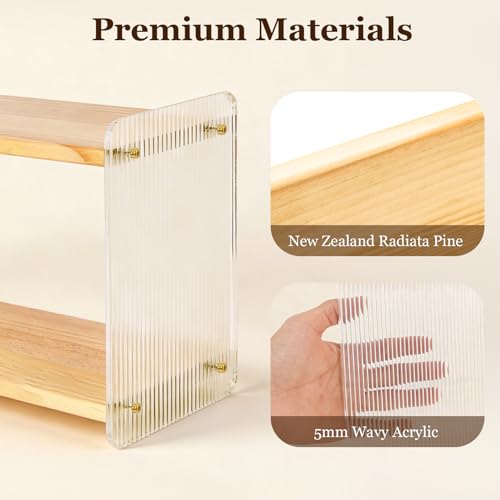 2-Tier Coffee Station Organizer, Acrylic & Pine Wood Mug Holder for Coffee Bar & Matcha Station, Easy-to-Clean Countertop Shelf, Modern Minimalist Design