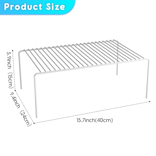 2Pack Cabinet Storage Shelf Rack, 15.7''L x 9.4''W x 5.9''H, White | Spice Rack, Rustproof Metal Wire Kitchen Counter Organizers and Storage, for Cabinet, Plate, Dish, Pantry, Bathroom, Fridge - size: 2Pack-White-15.7 x 9.4 inch