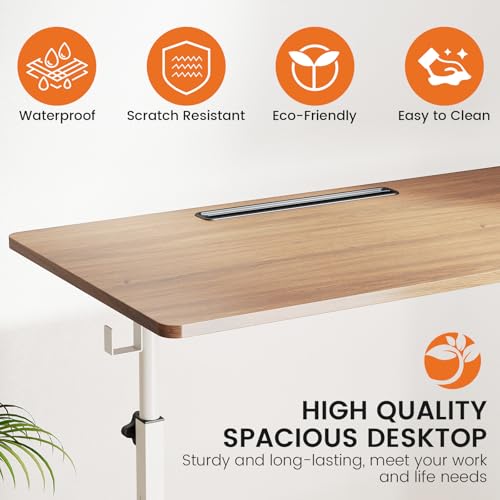 Hadulcet Portable Standing Desk, Rolling Desk Adjustable Height, Mobile Laptop Desk, Small Stand Up Table with Wheels, Walking Table for Treadmill Walking Pad, Tall Computer Stand, Oak - color: Oak