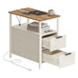 VASAGLE Side End Table with Charging Station, Slim Nightstand with 2 Drawers, Narrow Bedside Table for Living Room, Small Spaces, Honey Brown and Rustic White ULET321W01V1S - color: Honey Brown + Rustic White, size: 23.6"D x 11.8"W