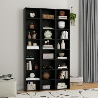 Panana 8 Tier Storage Shelf Bookcase, Slim Organizer Shelves Cabinet Tall Narrow Media Tower Rack Display Bookshelf for Home Office (Black) - color: Black