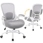 HYLONE 400lbs Heavy Duty Office Chair, 5" Thickened Seat Ergonomic Desk Chair with Adjustable Armrests, Home Office Computer Chairs for Long Hours Mesh Executive Chair(Grey) - color: White & Grey, size: Thicken Cushion