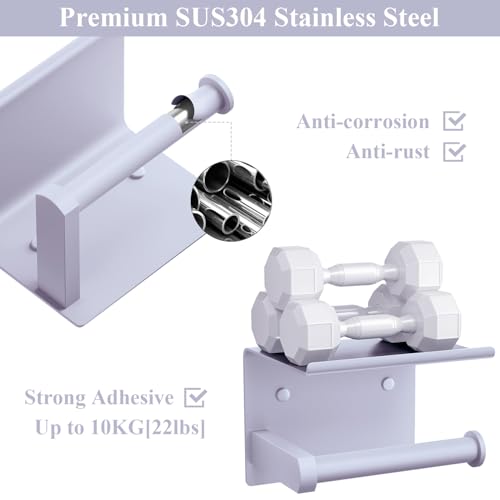 Toilet Paper Holder with Shelf Wall Mounted Toilet Paper Roll Dispenser | Heavy Duty Stainless Steel Lavender Purple - color: M- Lavender Purple