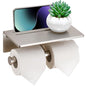 Toilet Paper Holder - Aluminium Double Roll Toilet Tissue Holder with Mobile Phone Shelf for Bathroom, 3M Self Adhesive No Drilling or Wall-Mounted, Rustproof Modern Style Brushed Nickel - color: Brushed Nickel-2 Roll