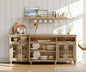 WAMAPT Buffet Cabinet with 4 Glass Doors, Large Coffee Bar Tables Wood Kitchen Storage Cabinets with 9 Storages, Modern Farmhouse Sideboard Credenza, Oak, 70 inch - color: Oak
