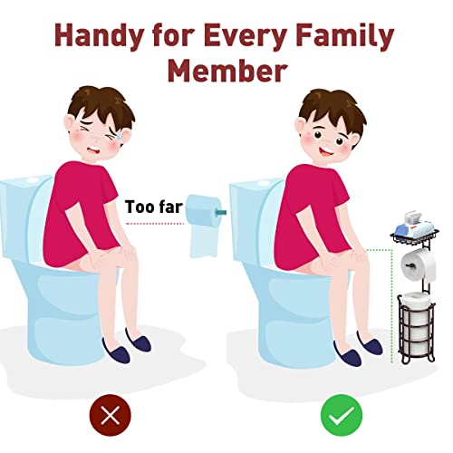 Toilet Paper Holder Stand Tissue Paper Roll Dispenser with Shelf for Bathroom Storage Holds Reserve Mega Rolls-Bronze - color: A-bronze