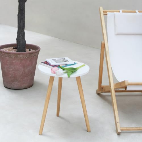 AWASEN Round Side Table, Small Accent Table Nightstand Modern End Table for Living Room Bedroom Office Small Spaces, 15.7''Dia x 19.69''H (White) - color: White