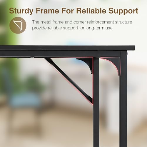FDW 47 inches Computer Desk/Home Office Desk/Writing Study Table/Modern Simple Style PC Desk with Metal Frame,Black - color: Black, size: 47 Inches