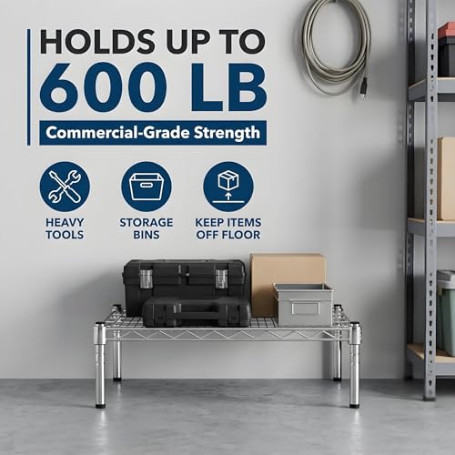 24" x 24" x 14" Chrome Wire Storage Shelf, Dunnage Rack, Commercial 1 Tier Small Shelf - color: Silver, size: 24"D x 24"W x 14"H