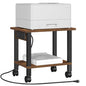 TUTOTAK Printer Stand, 2 Tier Rolling Printer Cart with Charging Station | Small Under Desk Printer Table with Wheels for Small Space, Office, Home, Brown PS01BB001 - color: Brown, size: 2 tier(15.7 x 11.8 x 15.4inchs)