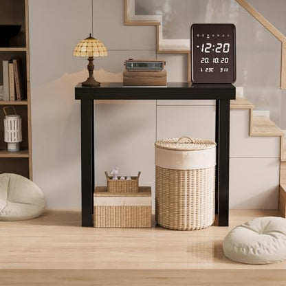 VINGLI 35.4" Black Entryway Table, Solid Wood Console Table, Narrow Sofa Table Behind Couch, Thin, for Living Room, Entrance, Hallway, Foyer, Bedroom, Office - color: Black, size: 35.4