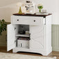 LCRBOL Sideboard with Drawer & Doors, Modern, Walnut Top & White | 30"W x 15.2"D x 32.2"H, 100 lbs top / 30 lbs shelf, 1 drawer & 2-door cabinet, adjustable shelf, soft-close hinges - color: White