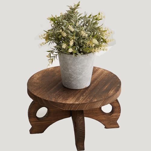 Plant Stand Indoor Round Wood Risers Display Stands Decorative Table for Flowers Stand Indoor Rustic Balcony Decor Pedestal Board Plant Holder Rise - color: Brown, size: Wood