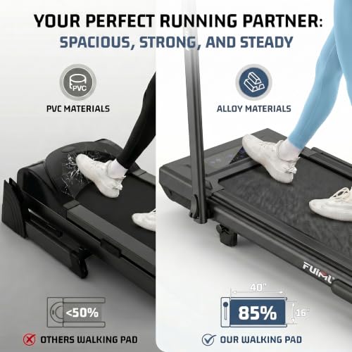 FUNMILY Upgrade Walking Pad Folding Treadmill with 12%/15% Incline & Handle Bar, 3.5HP Foldable Under Desk Compact Treadmills for Home/Office/Gym, 400+lb Capacity, Shock Absorption - color: Midnight Black
