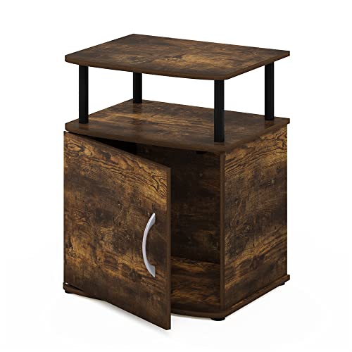 Furinno Jaya End Side Sofa Table/Nightstand with Door, Amber Pine/Black - color: Amber Pine/Black, size: 1-Pack