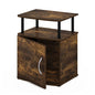 Furinno Jaya End Side Sofa Table/Nightstand with Door, Amber Pine/Black - color: Amber Pine/Black, size: 1-Pack