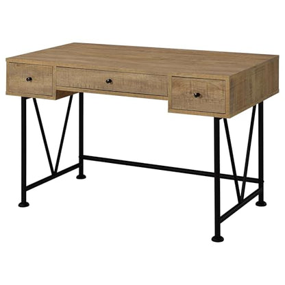 Coaster Home Furnishings - Analiese - Wood - 3-Drawer Writing Desk with Metal Legs, and V-Bracing Profile - Home Office - 47-Inch - Mango - 802001 - color: Mango