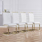 Baysitone Modern Dining Chairs Set of 4, Side Dining Room Chairs with Golden Legs, Kitchen Chairs with Faux Leather Padded Seat High Back for Dining Room, Kitchen, Living Room White - color: White With Gold Leg, size: Set of 4
