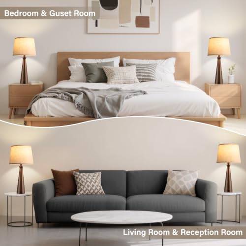 Seealle Modern Table Lamps Set of 2 - Touch Bedside Lamp for Nightstand with Dual USB C+A,3-Way Dimmable Brown Nightstand Lamps for Living Room Bedroom End Table with Beige Shade(Bulb Included) - color: I. Brown-Beige