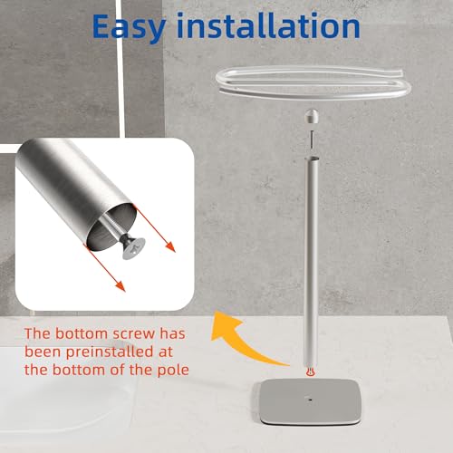 RUACQ Hand Towel Holder for Bathroom,12 inch S-Shape Towel Holder Stand, Stainless Steel and Aluminium Standing Towel Rack for Kitchen Vanity Countertop (Brushed Nickel) - color: Silver