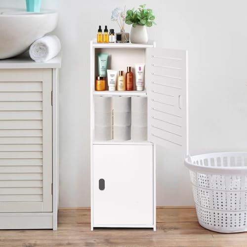 ShellKingdom Toilet Paper Holder Stand, Small and Slim Bathroom Storage Cabinet for Bathroom Small Spaces, 29.7 x 9.5 x 8.7 inch - size: 29.7 x 9.5 x 8.7 inch