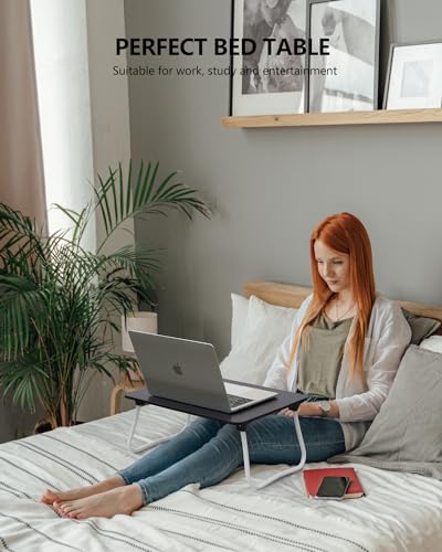 ZEAPTAC Laptop Bed Desk, Foldable Lap Desk, Portable Lap Table, Bed Table, Laptop Stand, Lightweight & Mini Table for Breakfast/Picnic/Drawing/Couch/Floor - Black - color: Black