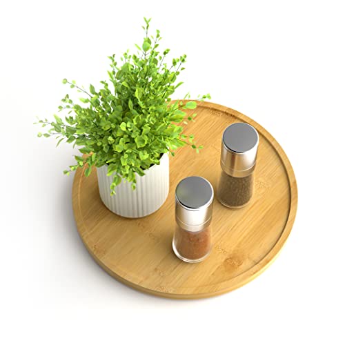 Lazy Susan Organizer Homerays 9 Inch Non-Skid Bamboo Lazy Susan for Kitchen Rotating Spice Rack for Kitchen Cabinet, Wood Turntable for Kitchen Countertop Organizer - size: 9" - Bamboo